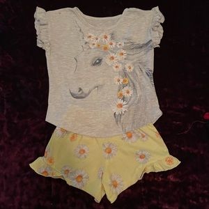 Wonder Nation - BRAND NEW Girls XS 4/5 Unicorn & Flower shorts set